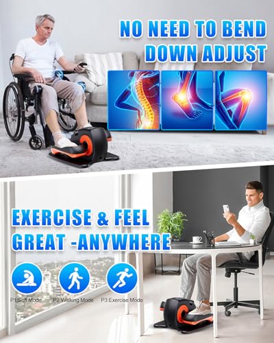Under Desk Elliptical Machine, Electric Ellipse Leg Exerciser as Seen on Tv for Seniors with 12 Adjustable, Portable Quiet Elliptical Machine, Seated Pedal Exerciser with Remote Control