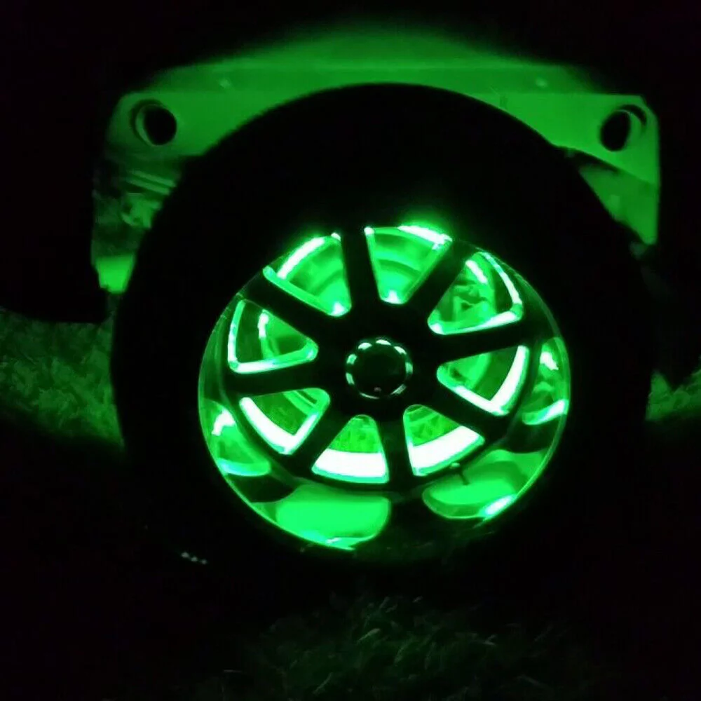 4Pcs 17.5'' Double Row LED Wheel Lights RGB Ring Rim Lamp Fit Car Truck Bluetooth