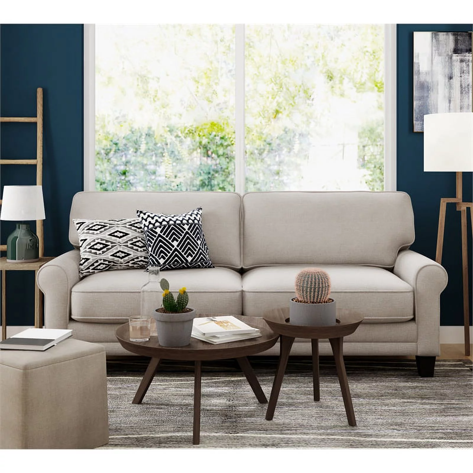 Serta Copenhagen Traditional Rolled Arm 78-inch Sofa, Light Gray Fabric