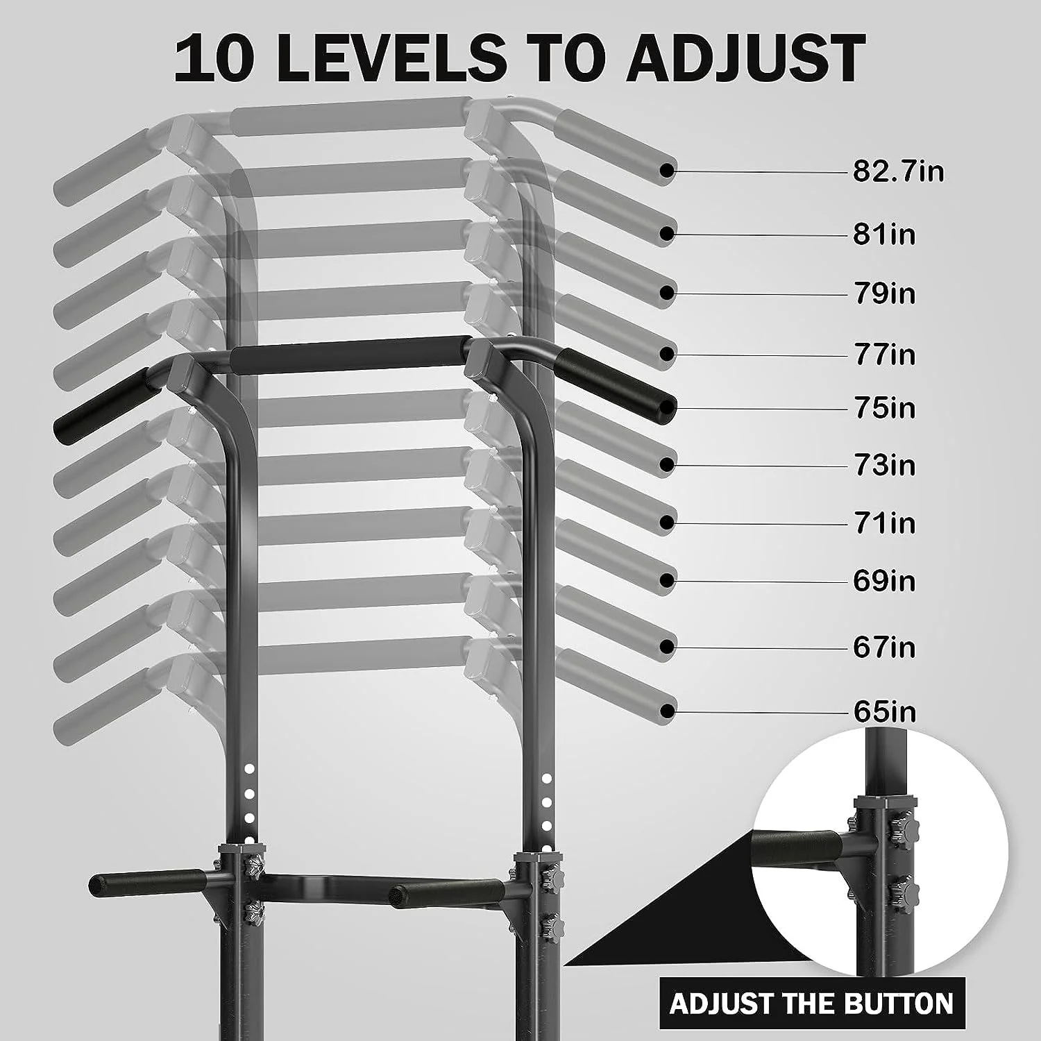 SOGES Height Adjustable Power Tower Dip Stands Pull up Bar Strength Training for Home Gym Black