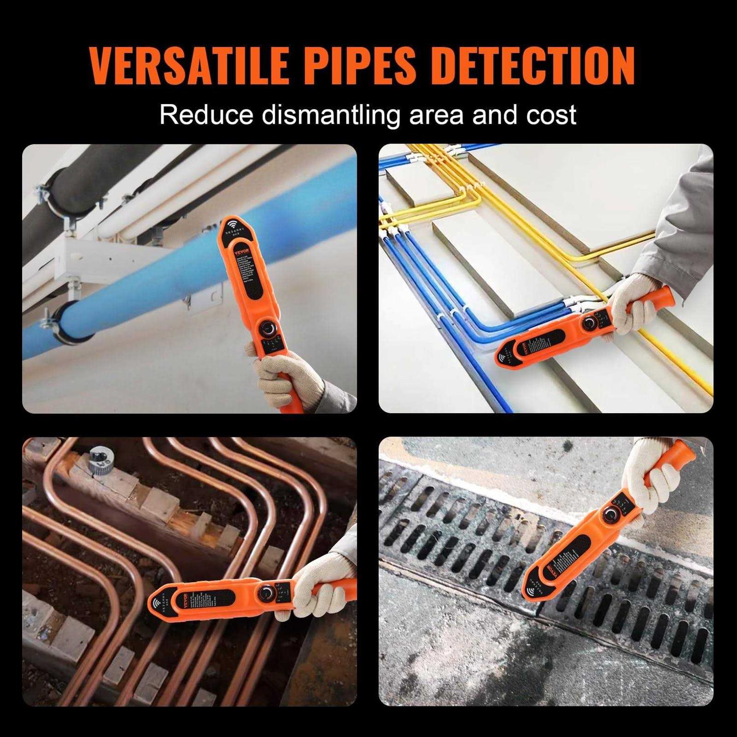 VEVOR Pipe Blockage Detector Locators 100ft/30m Waterproof for Pvc Plastic Metal
