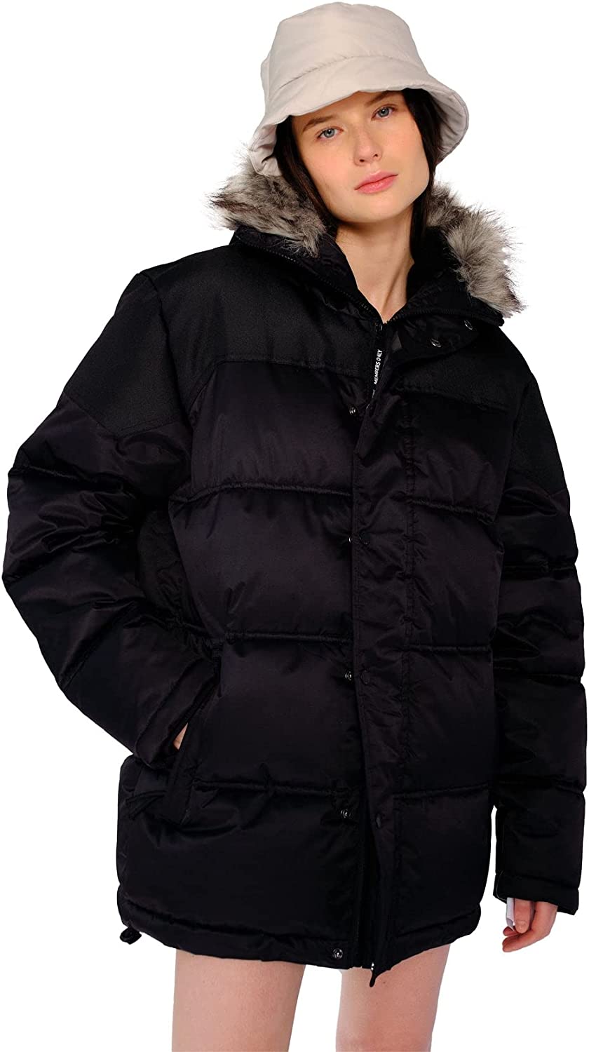 Members Only Women's Heavy Snorkel Oversized Jacket- Black - Medium