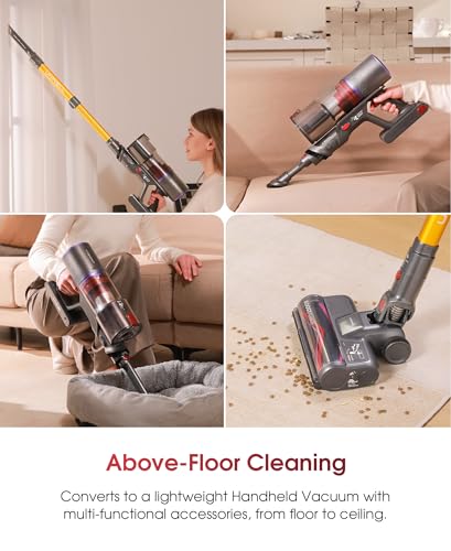 UNINELL HOME Cordless Vacuum Cleaner, 48000Pa 550W 65Mins Vacuum Cleaners for Home,LED Touch Display, Anti-Tangle Stick Vacuum Self-Standing, Vacuum Cordless Rechargeable for Pet Hair/Carpet