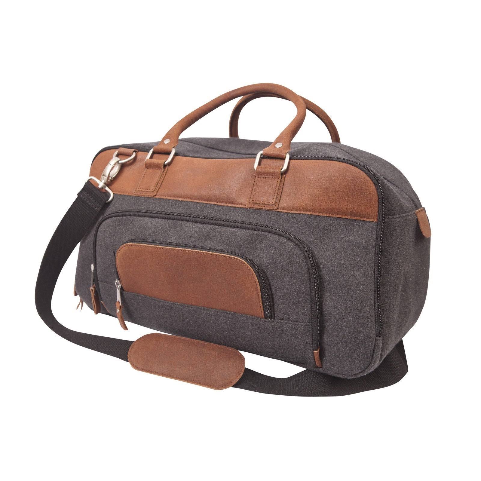Canyon Outback Brody 18-inch Wool and Leather Duffel Bag - Grey and Tan