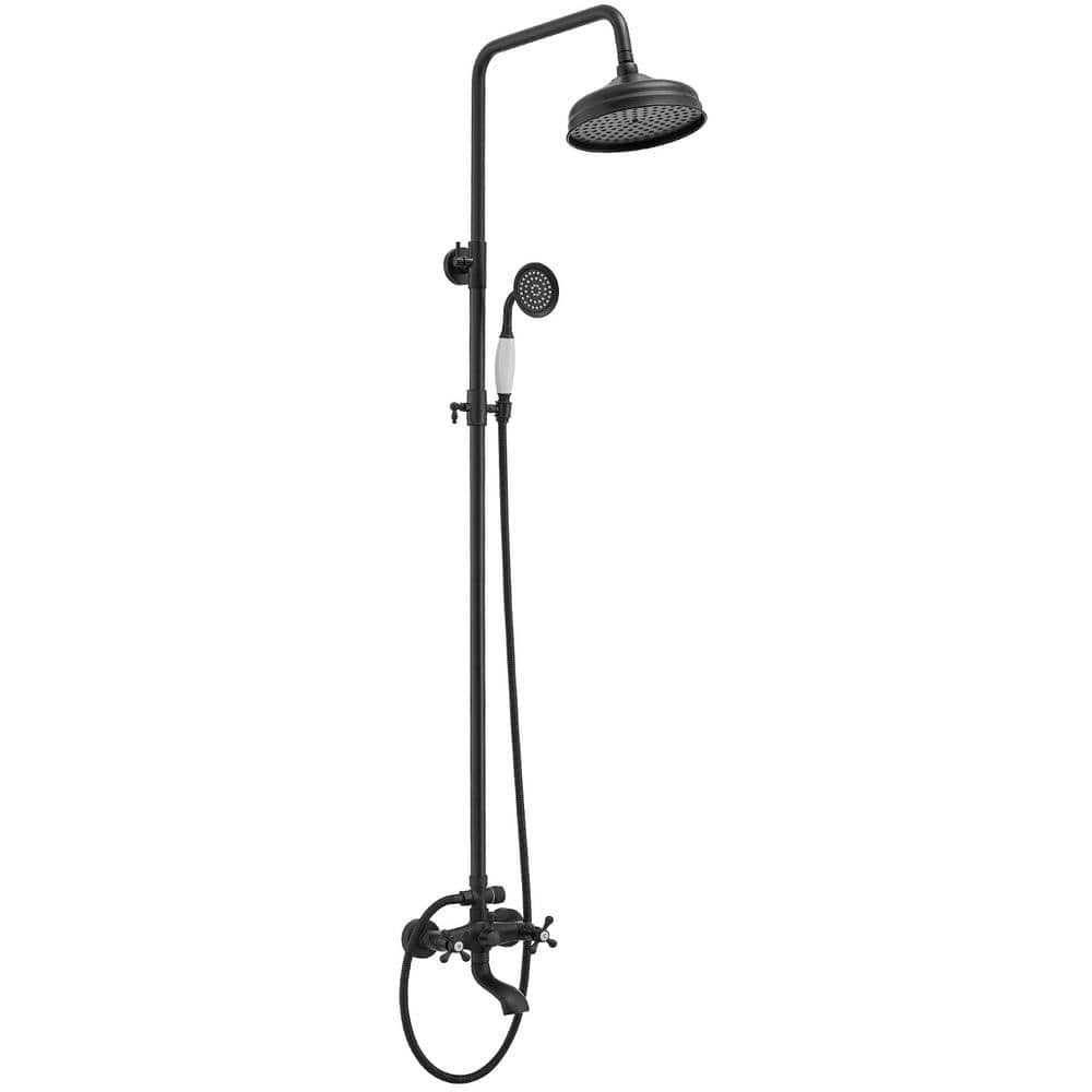 BWE 1-spray Bathroom Outdoor Wall Bar Shower Kit with Tub Faucet and Double Cross Handle - Shop Hardware Tools Online Store