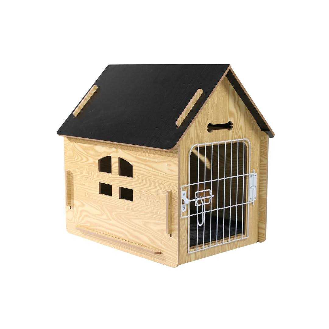 Byrn Wooden Pet house Indoor w/ Roof dog house w/ Removable Mat and Lockable Door for Small dog cat Tucker Murphy Pet Finish - Pet Supplies online store
