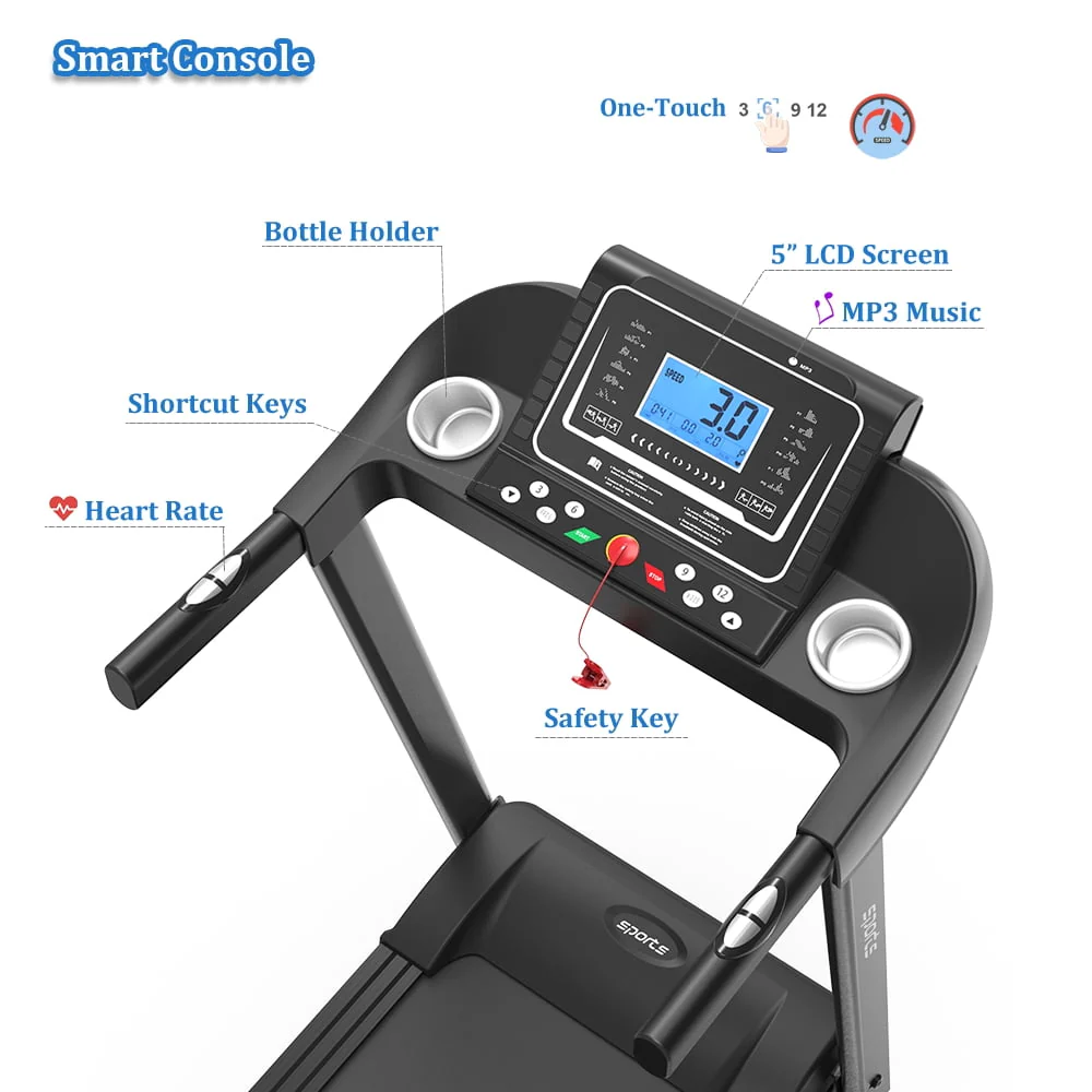 TALEMOHO  Foldable Treadmill with Incline and 250 LBS Capacity, 2.0Hp Electric Treadmill for Home Workout,Bluetooth Music