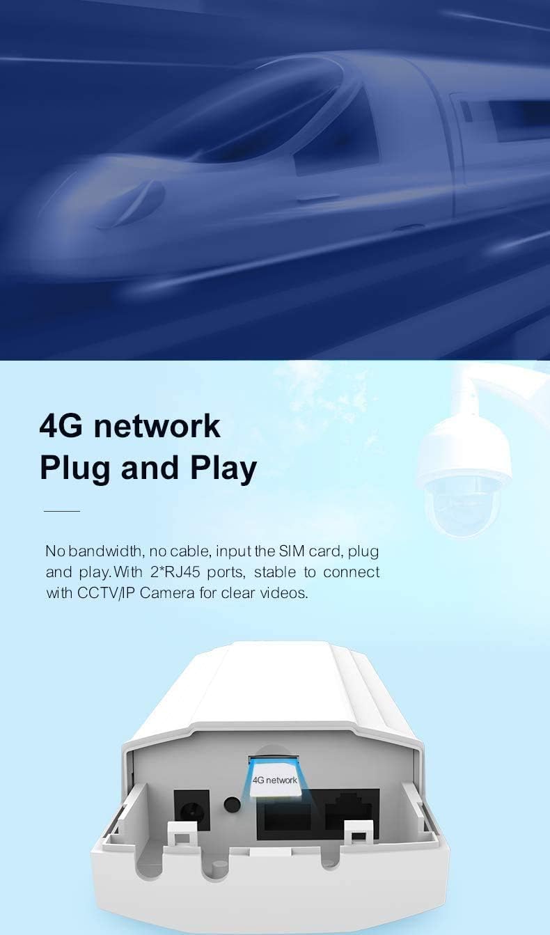 Outdoor 4G LTE Unlocked CPE Router with SIM Card Slot for AT&T, T-Mobile and Pronto SIM. CAT4 Modem with Long Range LTE Antenna for RVs, Boats, Remote and Rural Applications