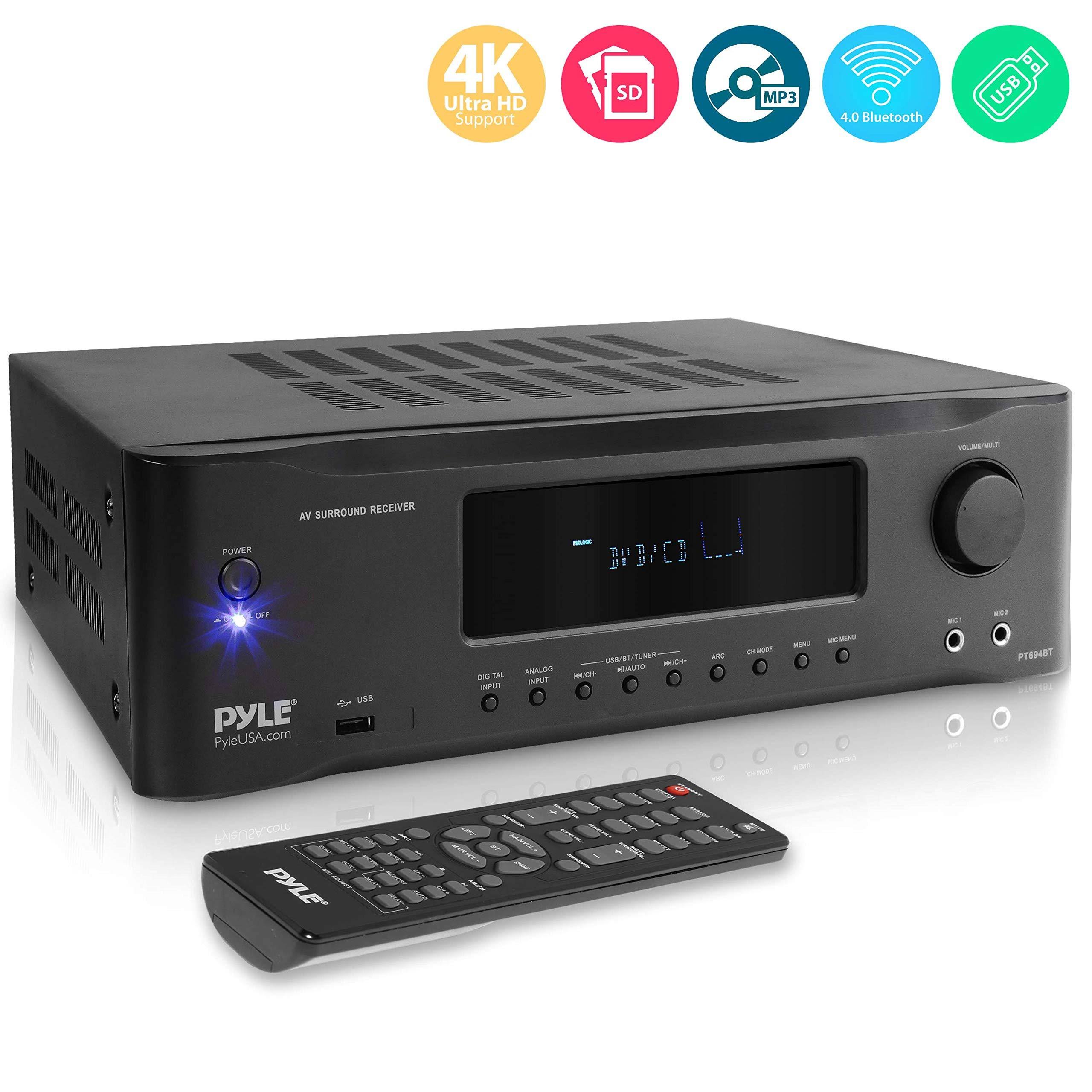 5.2-Channel Hi-Fi Bluetooth Stereo Amplifier - 1000 Watt AV Home Speaker Subwoofer Sound Receiver w/Radio, USB, RCA, HDMI, Mic i