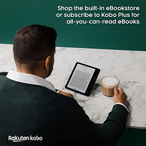Kobo Sage | eReader | 8” HD Glare Free Touchscreen | Waterproof | Adjustable Brightness and Color Temperature | Blue Light Reduction | Bluetooth | WiFi | 32GB of Storage | Carta E Ink Technology