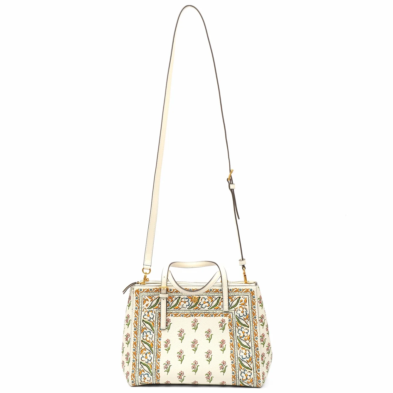 Tory Burch Women's Emerson Pebbled Leather Mixed-Print Small Double Zip Tote (Multicolor)