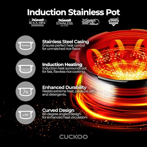 CUCKOO CRP-JHR0609F | 6-Cup (Uncooked) Induction Heating Pressure Rice Cooker | 13 Menu Options, Auto-Clean, Voice Guide, Made in Korea | Copper