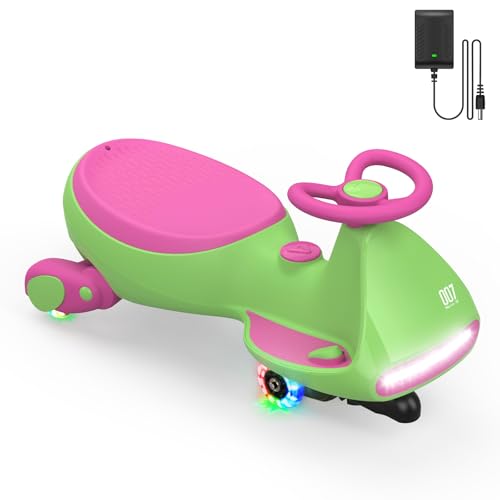 FanttikRide 12V N7 Pro Electric Wiggle Car with Pedal, Rechargeable Battery, CyberWiggle, 2 in 1 Swing Car, 2 Speed, Anti-Rollover, Flashing Wheels, Bluetooth, for Ages 3 and Up, 150 Lbs, Blue