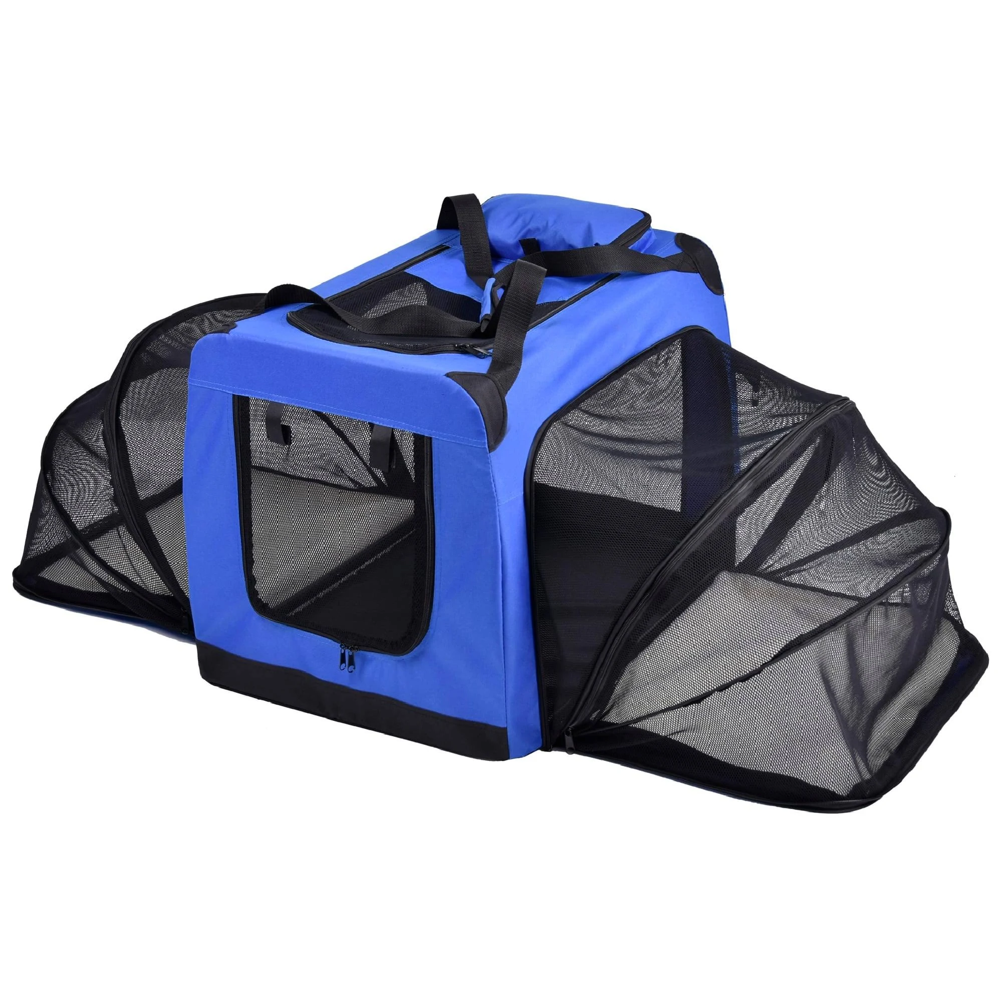 Pet Life &Hounda Accordion& Metal Framed Soft-Folding Collapsible Dual-Sided Expandable Pet Dog Crate (X-Large - Blue)