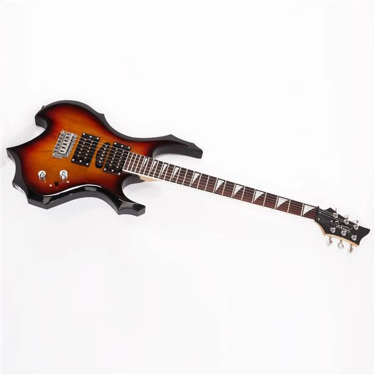 Fithood Glarry Flame Shaped Electric Guitar with 20W Electric Guitar Sound HSH Pickup Novice Guitar Audio Bag Strap Picks Shake Cable Wrench Tool Sunset Color
