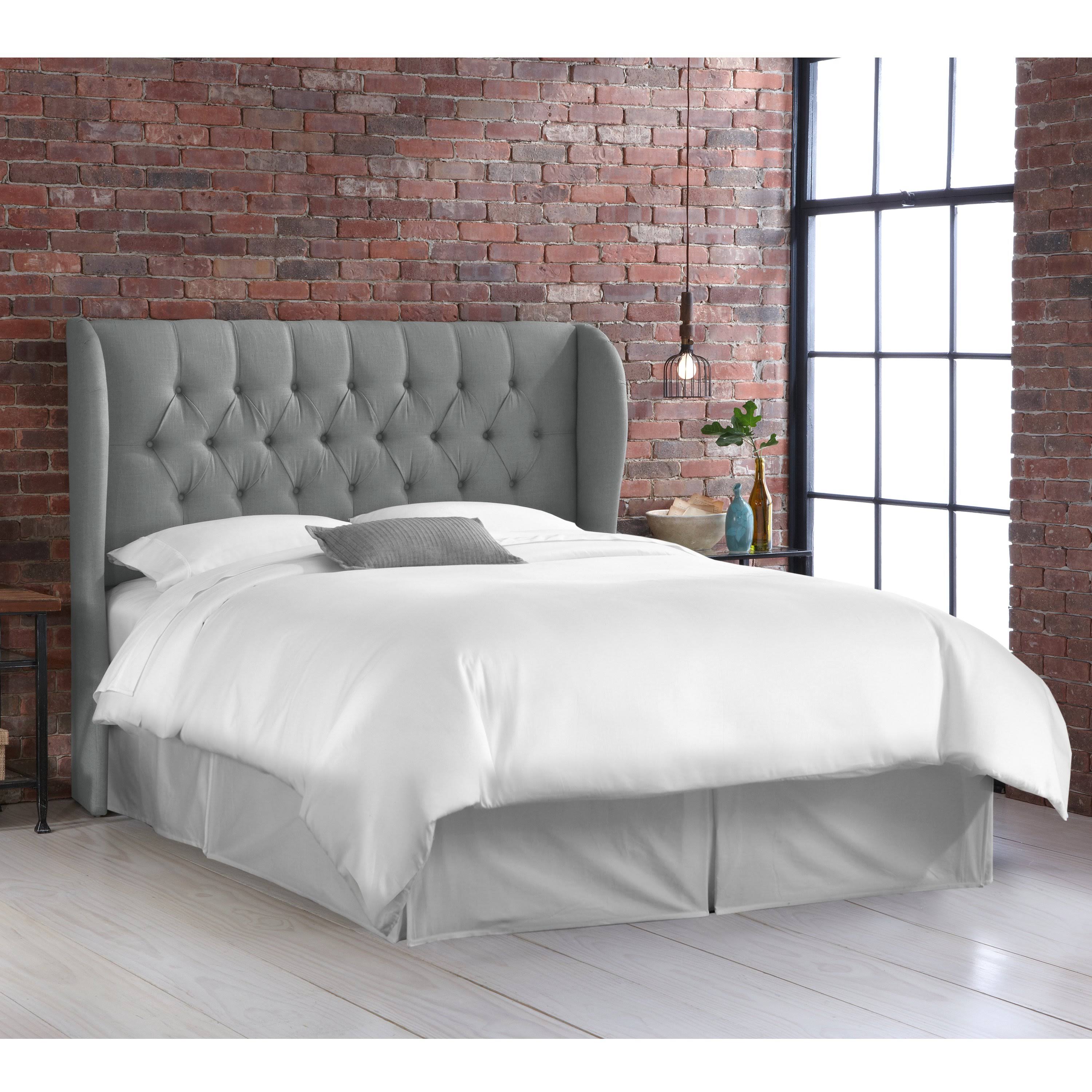 California King Tufted Wingback Headboard Gray Linen - Threshold