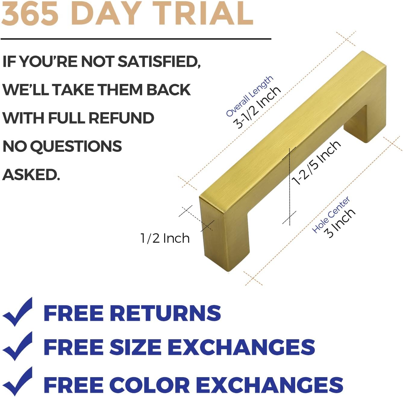 Ravinte 30 Pack Gold Cabinet Pulls 3 Inch Brusehed Brass Kitchen Cabinet Handles Gold Square Kitchen Hardware for Cabinet