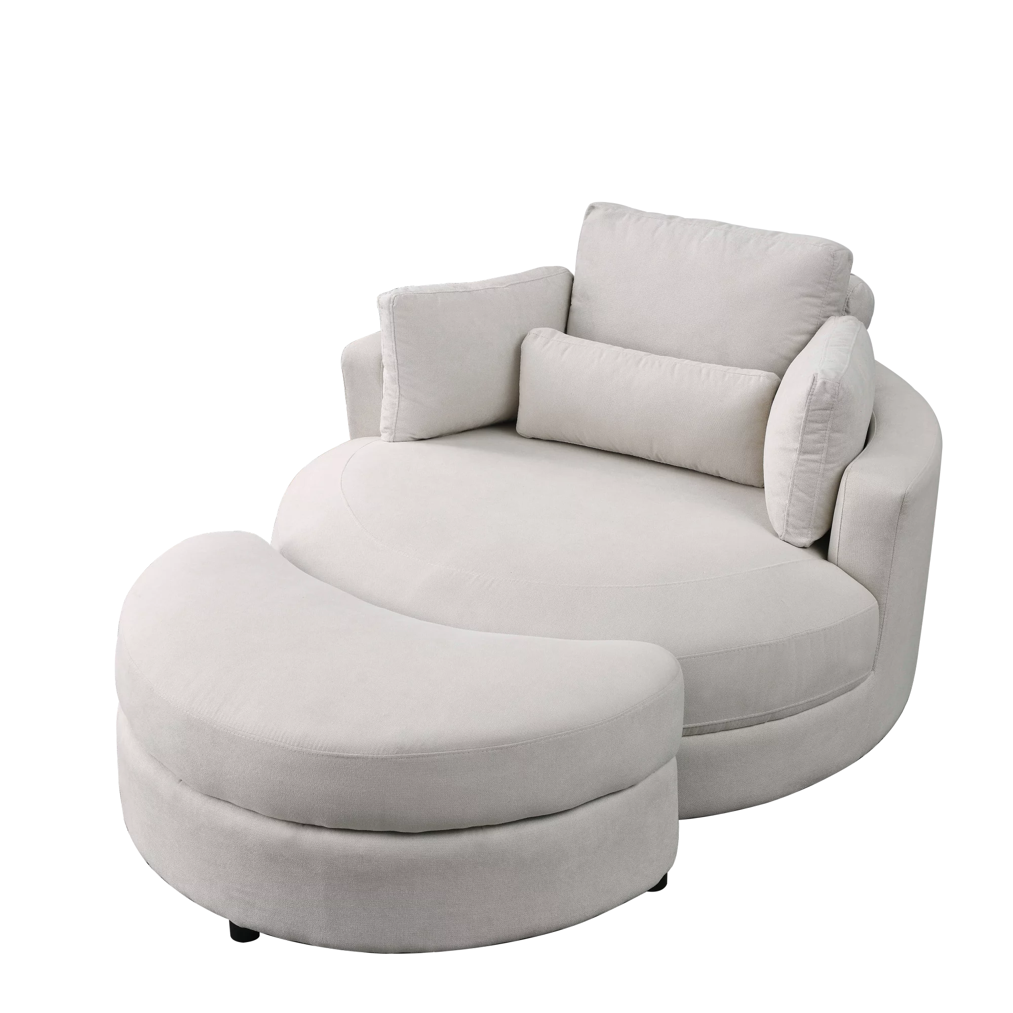[Video] Welike Swivel Accent Barrel Modern Sofa Lounge Club Big Round Chair with Storage Ottoman Linen Fabric for Living Room Hotel with Pillows . *2PCS