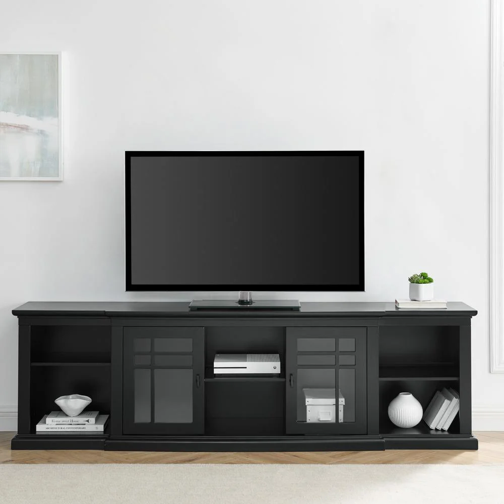 80" 2 Door Transitional Wood Breakfront Console - Black