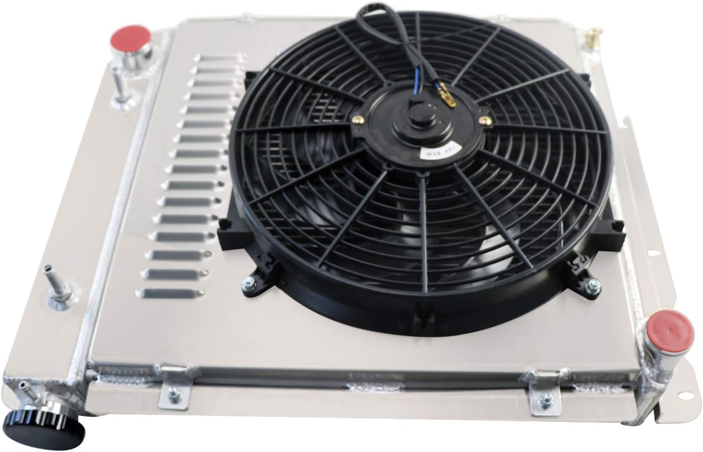 ALLOYWORKS 4 Row All Aluminum Radiator+Shroud Fan For 1987-2002 Jeep Wrangler YJ/TJ / 1987-1995Chevy GM V8 Engine