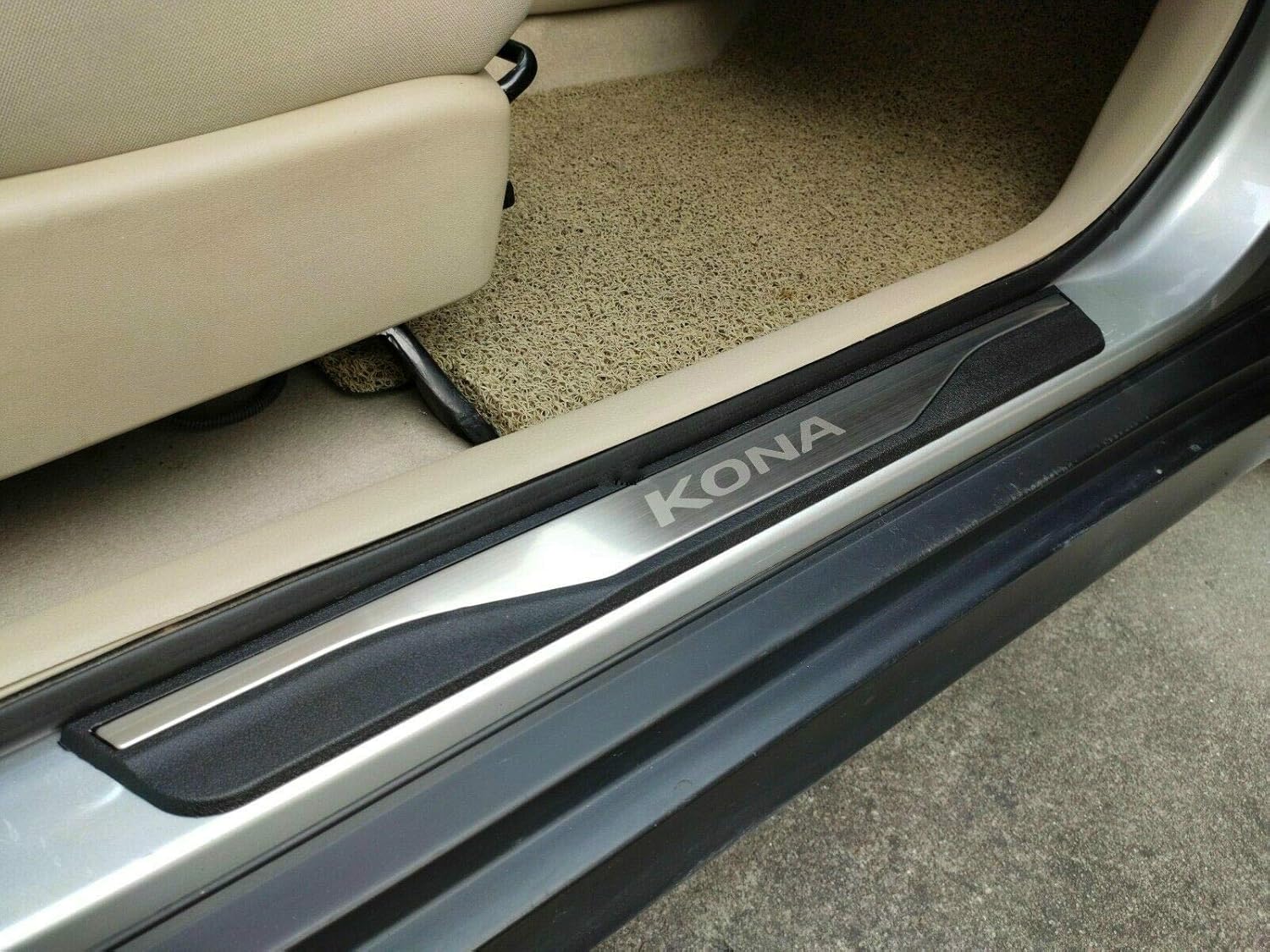 Autonemaker For Hyundai Kona Accessories 2018 2019 2020 2021 Stainless Door Cover Door Sill Scuff Plate Door Sill Protector Door Sill Protector Cover Trim 4pcs Black Pack of 2