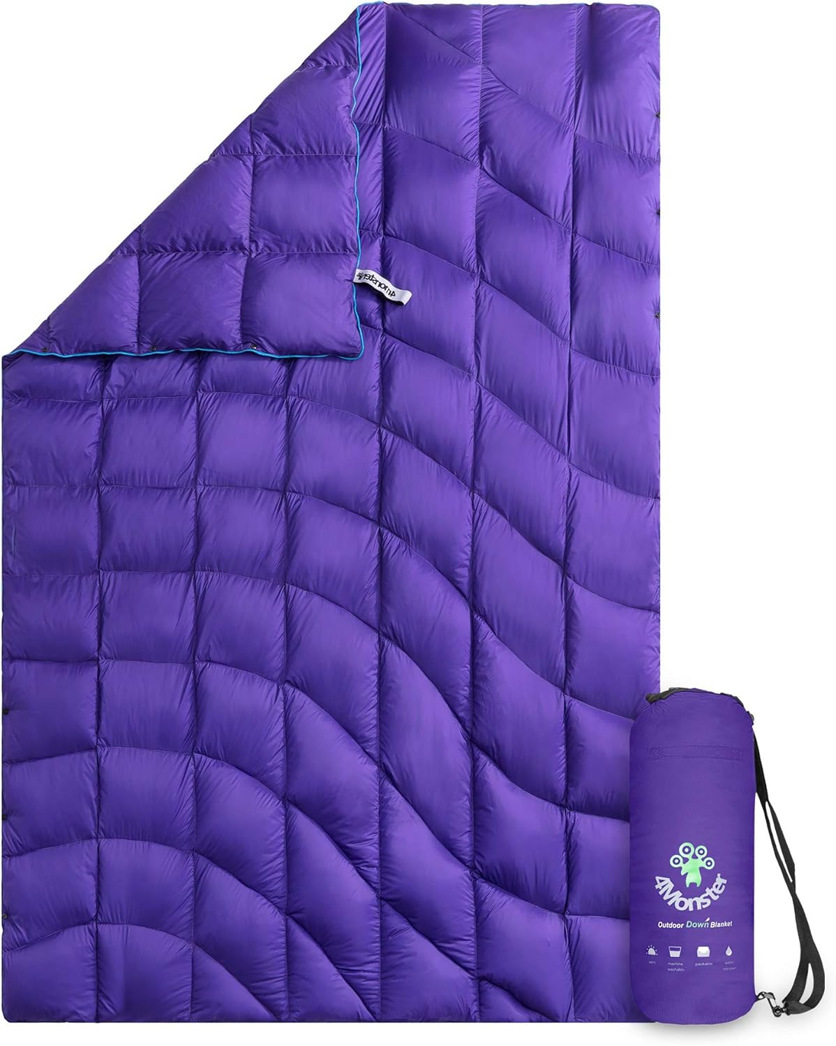 4Monster Outdoor Down Blankets Camping Blanket 650 Fill Travel Down Quilt Compact Waterproof for Picnics, Beach Trips, Camping and Backpacking