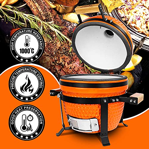 Ceramic BBQ Charcoal Kamado Grill 13 inch Portable Tabletop BBQ Grill Red