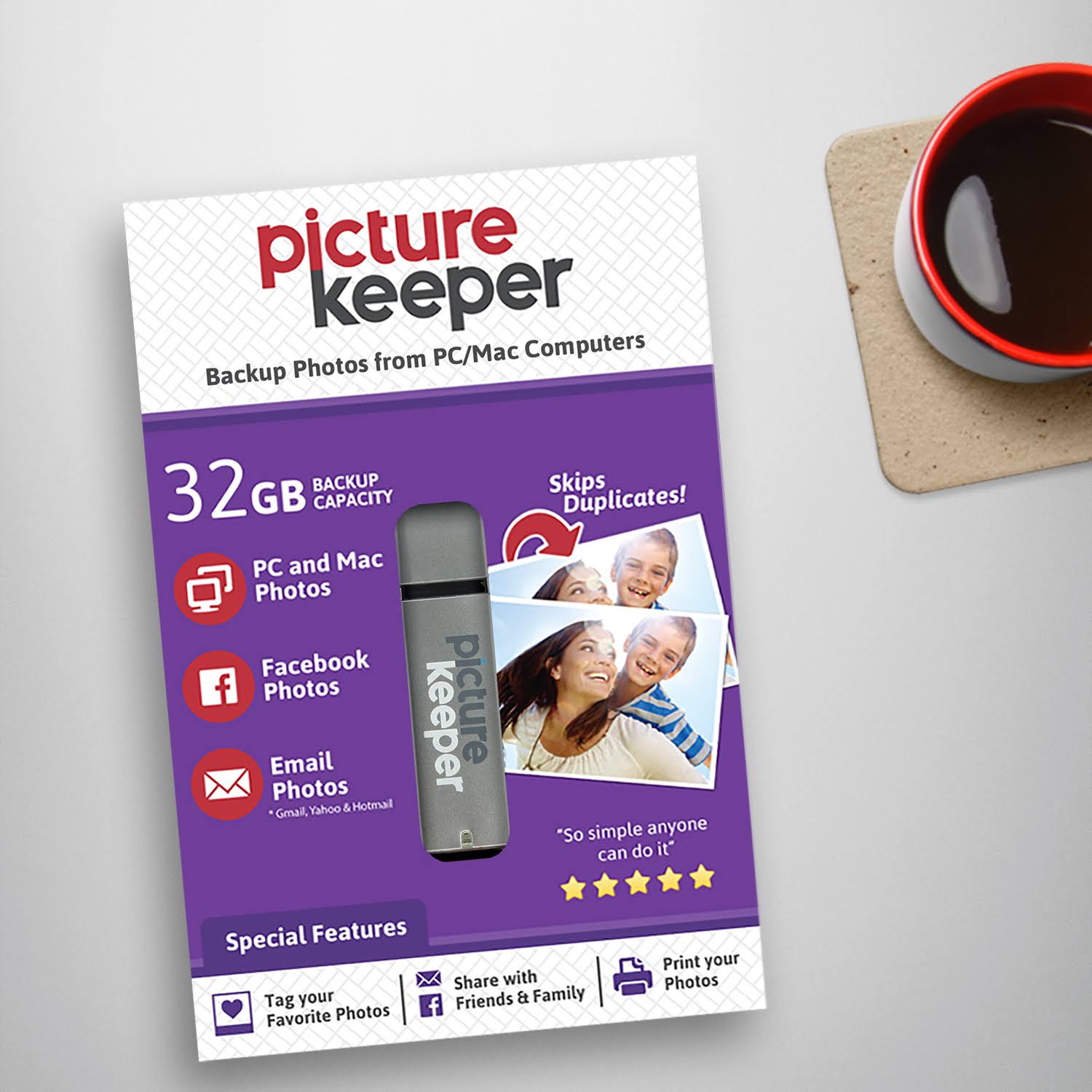 Picture Keeper 32GB Portable Flash USB Photo Backup and Storage Device