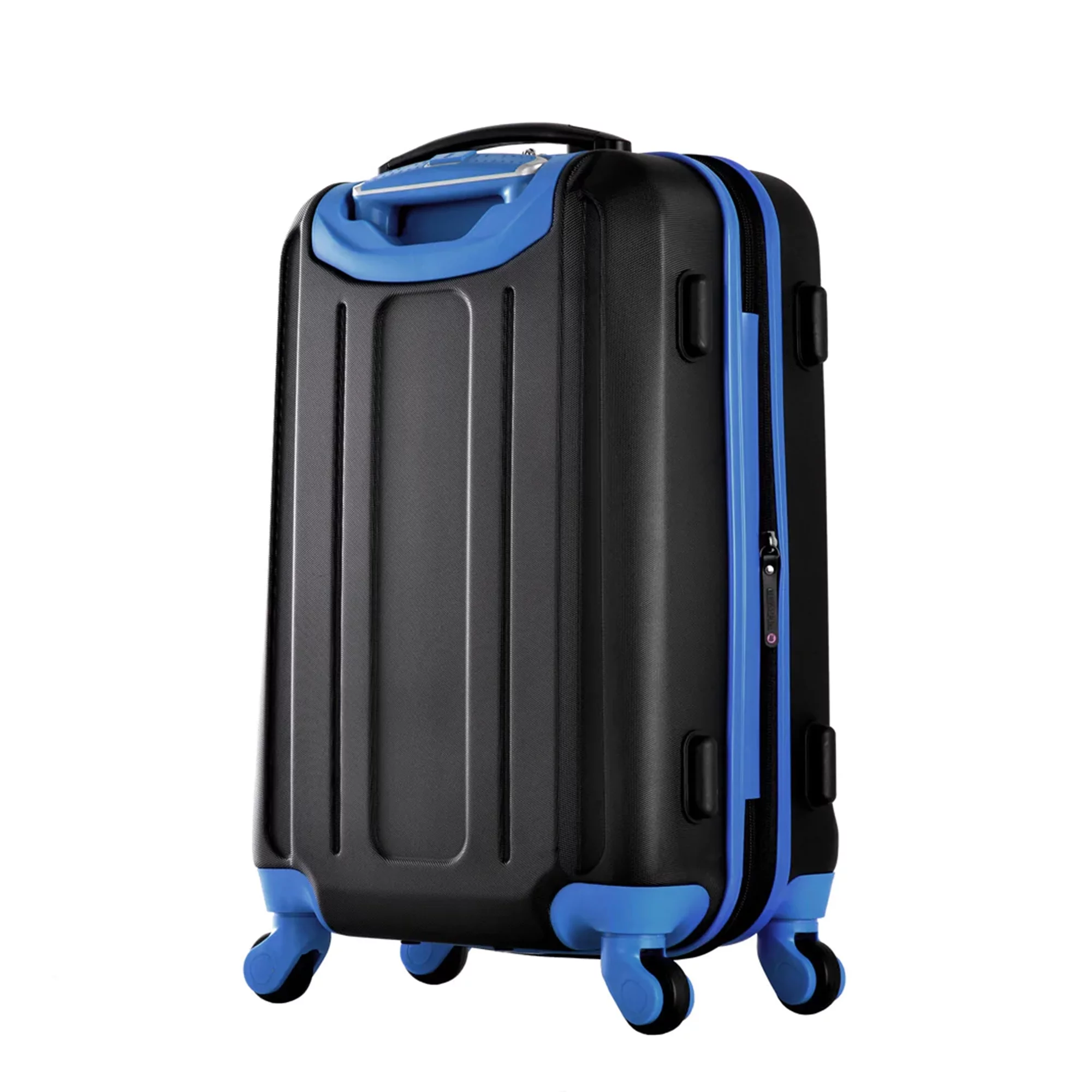 Olympia U.S.A. Apache Expandable Hardside Carry-On Luggage Spinner Suitcase with Laptop Compartment, Black/Blue