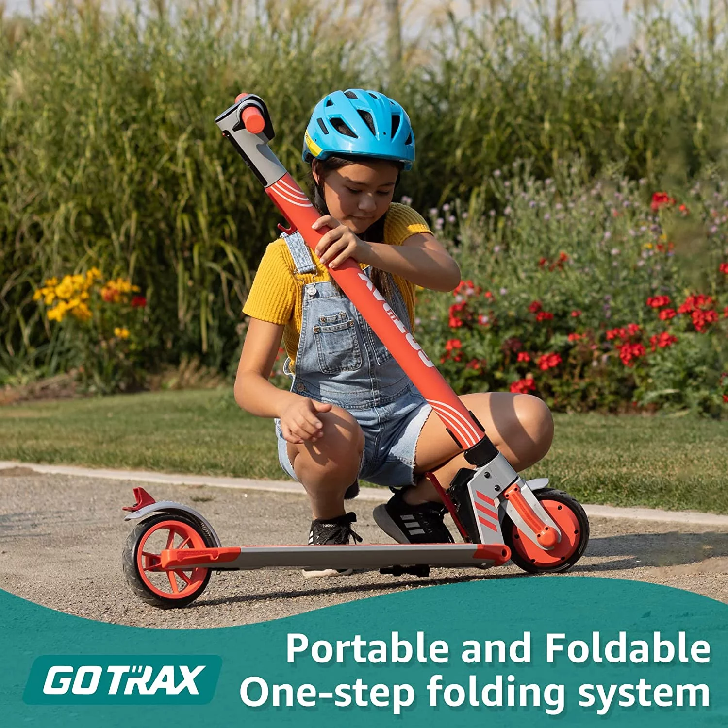 GOTRAX Vibe Electric Scooter for Kids Teens 8-15, 200W 6.5" Tires 7 Miles Foldable Commuting E-Scooter, Blue