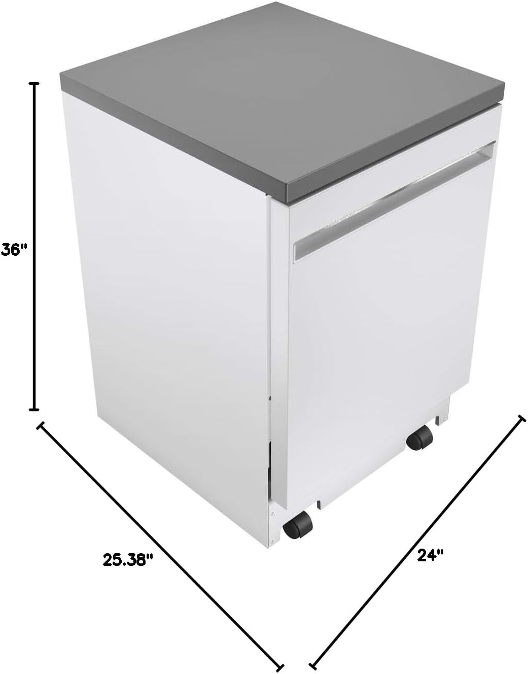 GE GPT225SGLWW 24" Energy Star Fully Integrated Portable Dishwasher with 12 Place Settings Autosense Cycle and Piranha Hard Food Disposer in White