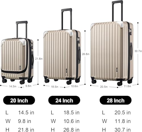 LEVEL8 Grace Carry on Luggage Airline Approved, 20 Inch Expandable Hardside Suitcases with wheels, Abs+Pc Harshell Spinner Luggages with Tsa Lock, Red