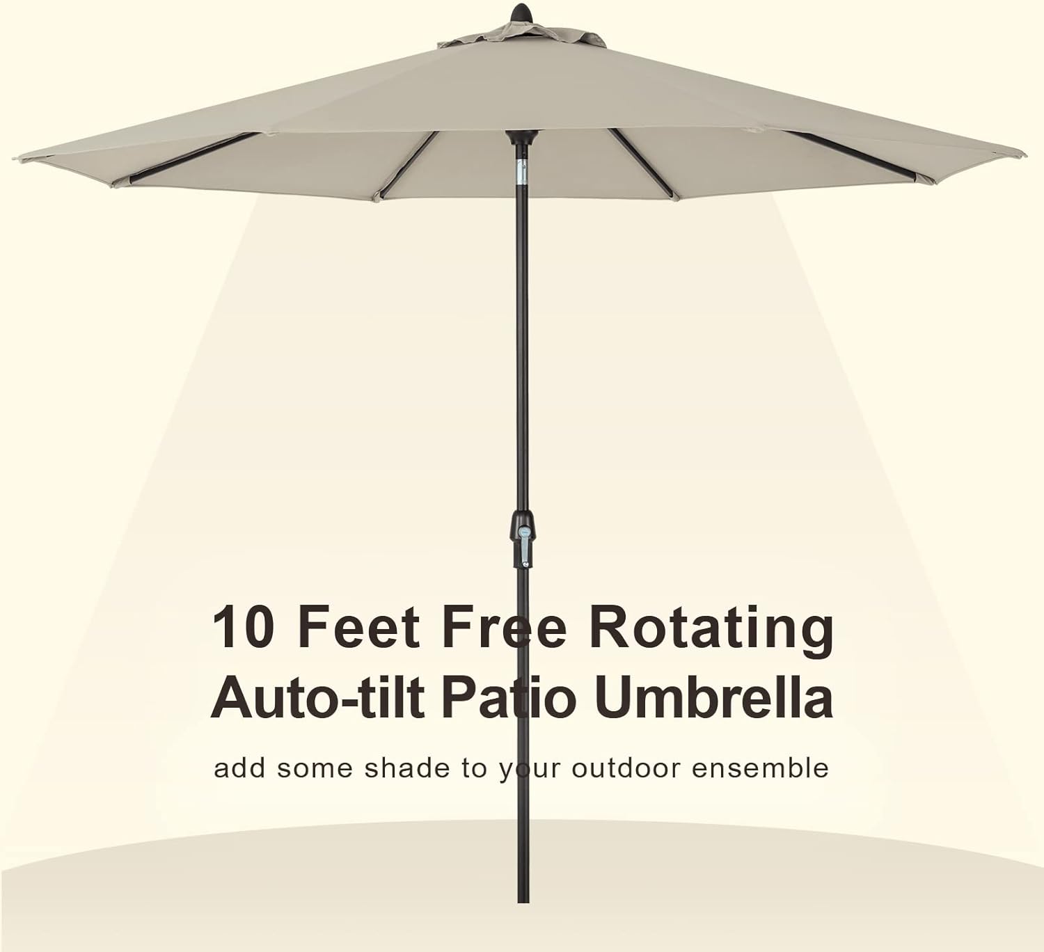 Tempera 10' Outdoor Market Patio Table Umbrella with Auto Tilt and 360°swivel,with Sturdy Pole&Fade resistant Sunbrella canopy,Easy to set,Cherry