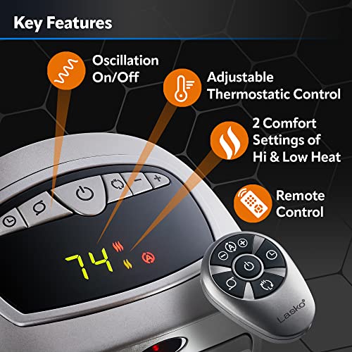 Lasko FHV820 Oscillating All Season High Velocity Hybrid Fan and Space Heater in One with Remote Control, Timer, and Thermostat for Year Round Indoor Home Use