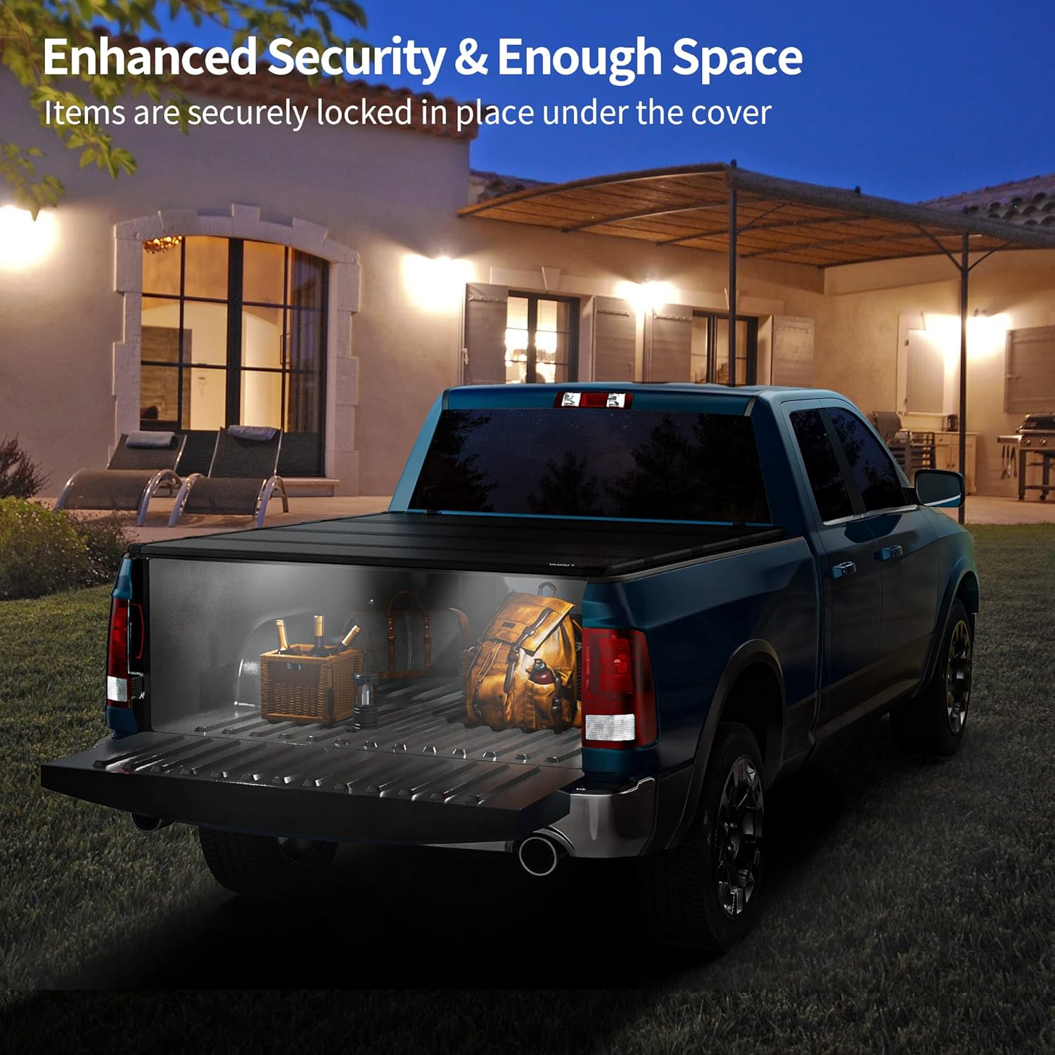 oEdRo Hard Quad-fold Truck Bed Tonneau Cover Compatible with 2015-2022 Ford F150 F-150 (Excl. Raptor Series), Styleside 6.5 Ft Bed