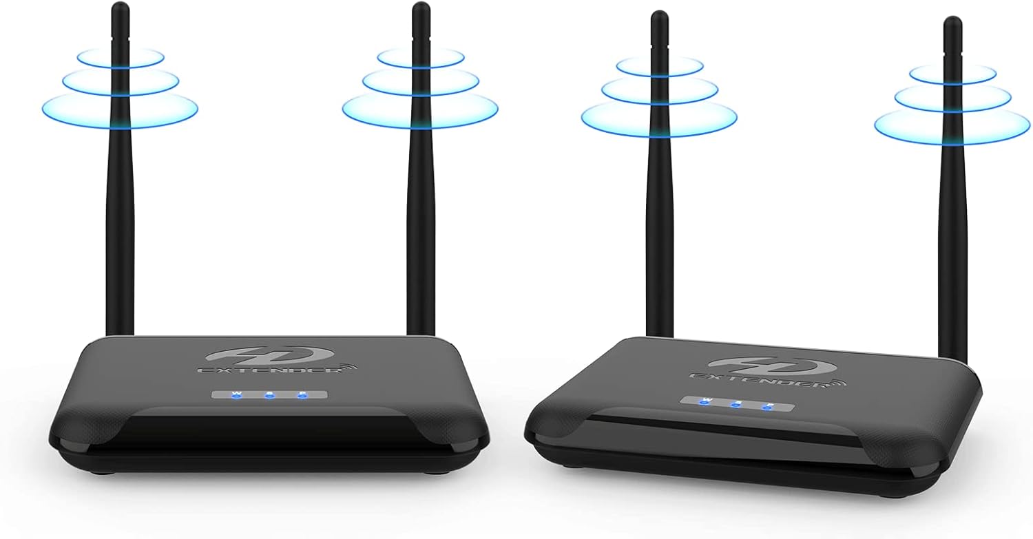Wireless HDMI Transmitter and Receiver, 4K 1080P HD Wireless HDMI Extender, 150m Range Streaming Video Audio from Laptop, PC, Phone to HDTV Projector for Home Theater, Conferences, Games