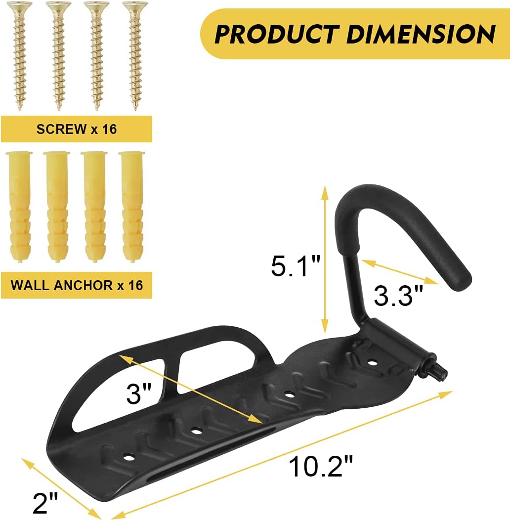 OXFIELD 4 Pack Bike Rack Garage Wall Mount Bike Storage Rack Bicycle Hangers Garage Bike Hooks, Vertical Storage Hanger Wall Mount for Garage and Home Space Saving