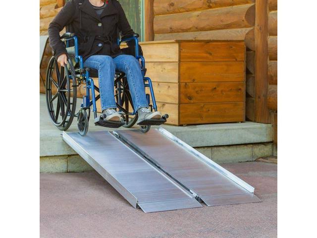 Silver Spring 5’ L Portable Single-Fold Aluminum Wheelchair and Scooter Ramp – 700 lb. Capacity