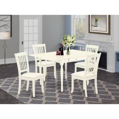 Athol Drop Leaf Solid Wood Dining Set Ophelia u0026 Co. Color: Linen White, Pieces Included: 5 Pieces: 1 Table, 4 Chairs