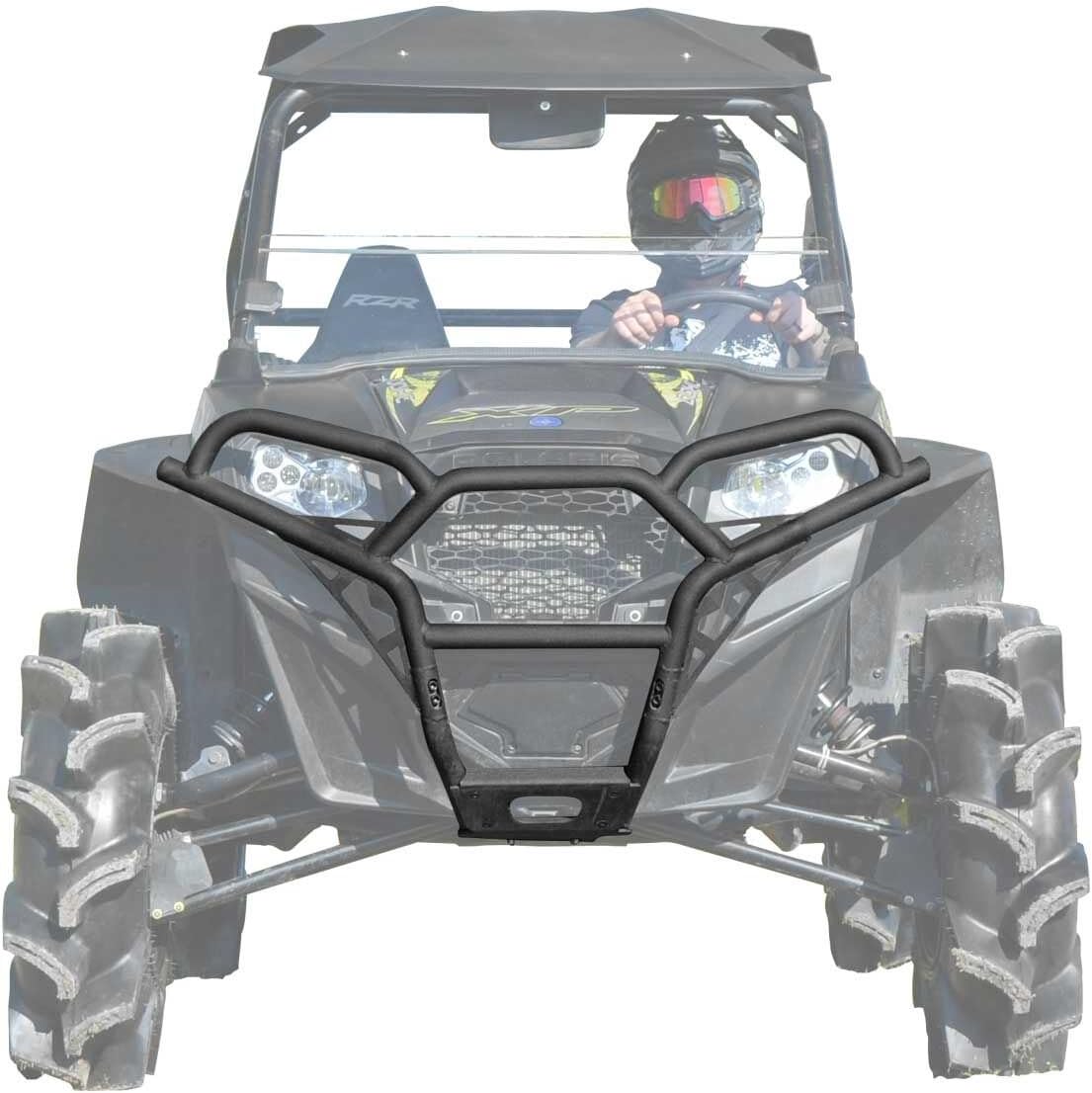 SuperATV Front Bumper / Brush Guard for Polaris RZR 800 (See Fitment) | Heavy Duty 38mm Carbon Steel Tube | Powder Coated for Long Lasting Protection | 3mm Steel Skid Plate | Fully Protects Front End