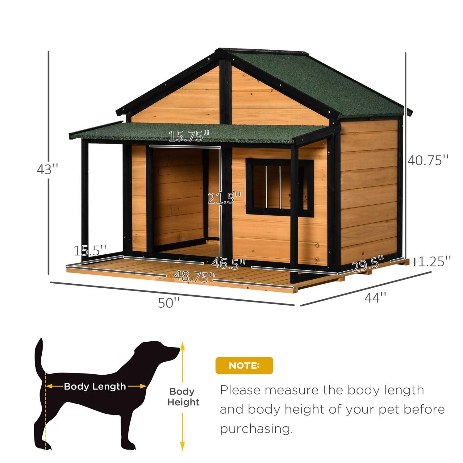 PawHut Outdoor Dog House Cabin Style Wooden Raised Pet Kennel with Asphalt Roof - Pet Supplies online store