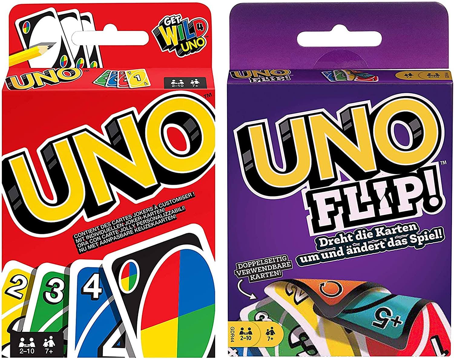 Mattel Games Uno + Uno Flip, Card Game and Board Game, from 7 Years