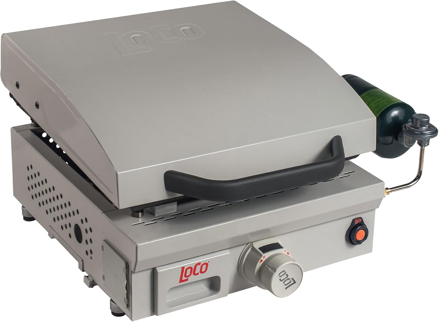 Loco Cookers 1 Burner Portable Tabletop Digital Propane SmartTemp 16 Inch Flat Top Grill, Operates on 1 Pound Propane Cylinder or 20 Pound Tank
