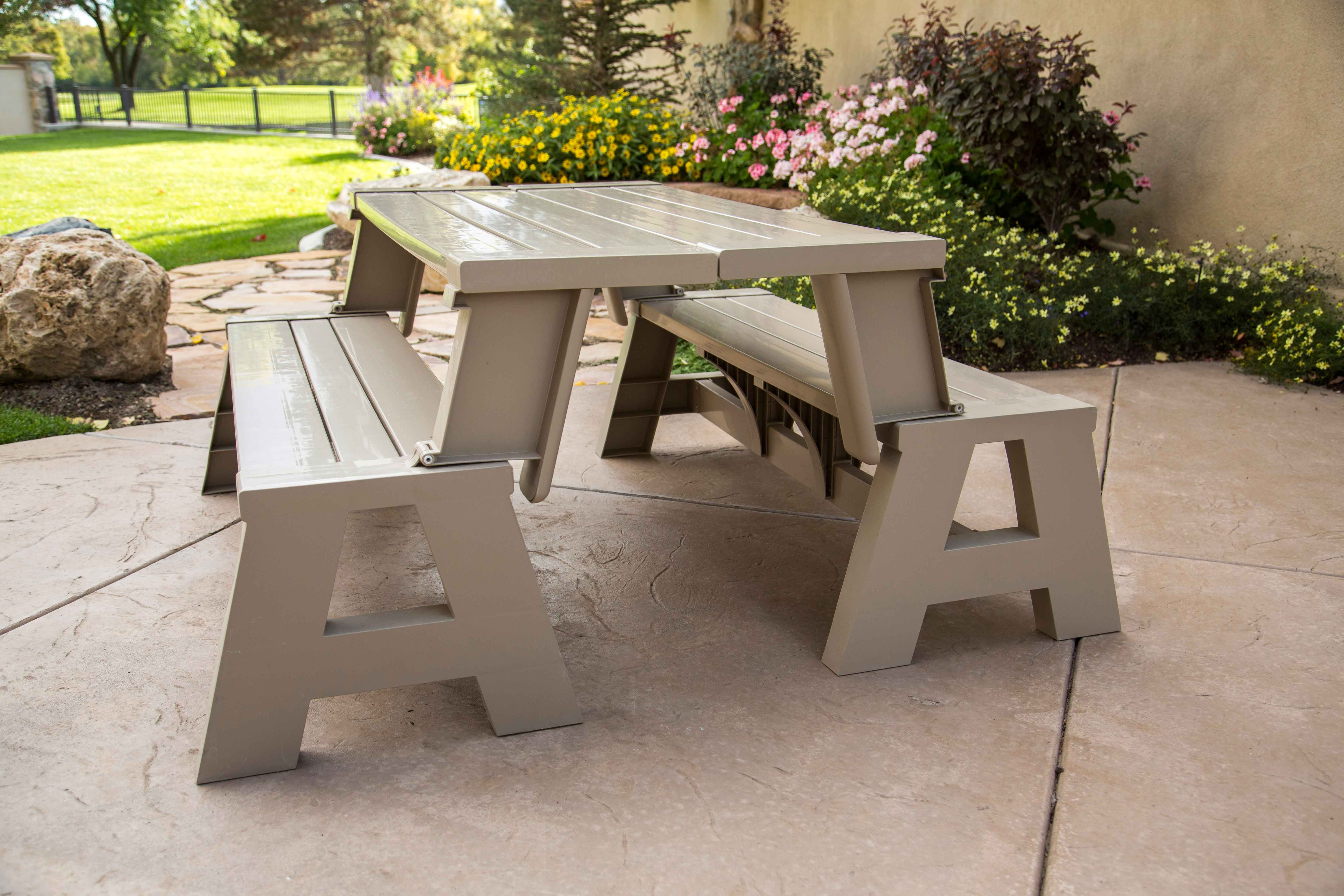 Convert a Bench Folding Picnic Table Bench, Tan