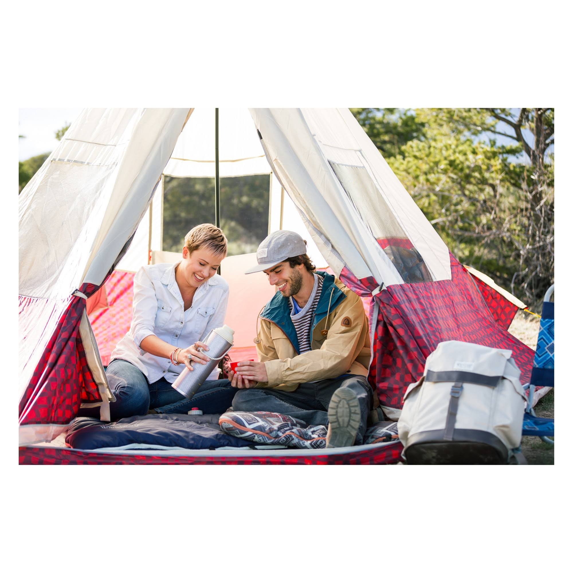 Wenzel 11.5 x 10 Shenanigan Large 5 Person Trail Camping Teepee Tent, Red Plaid