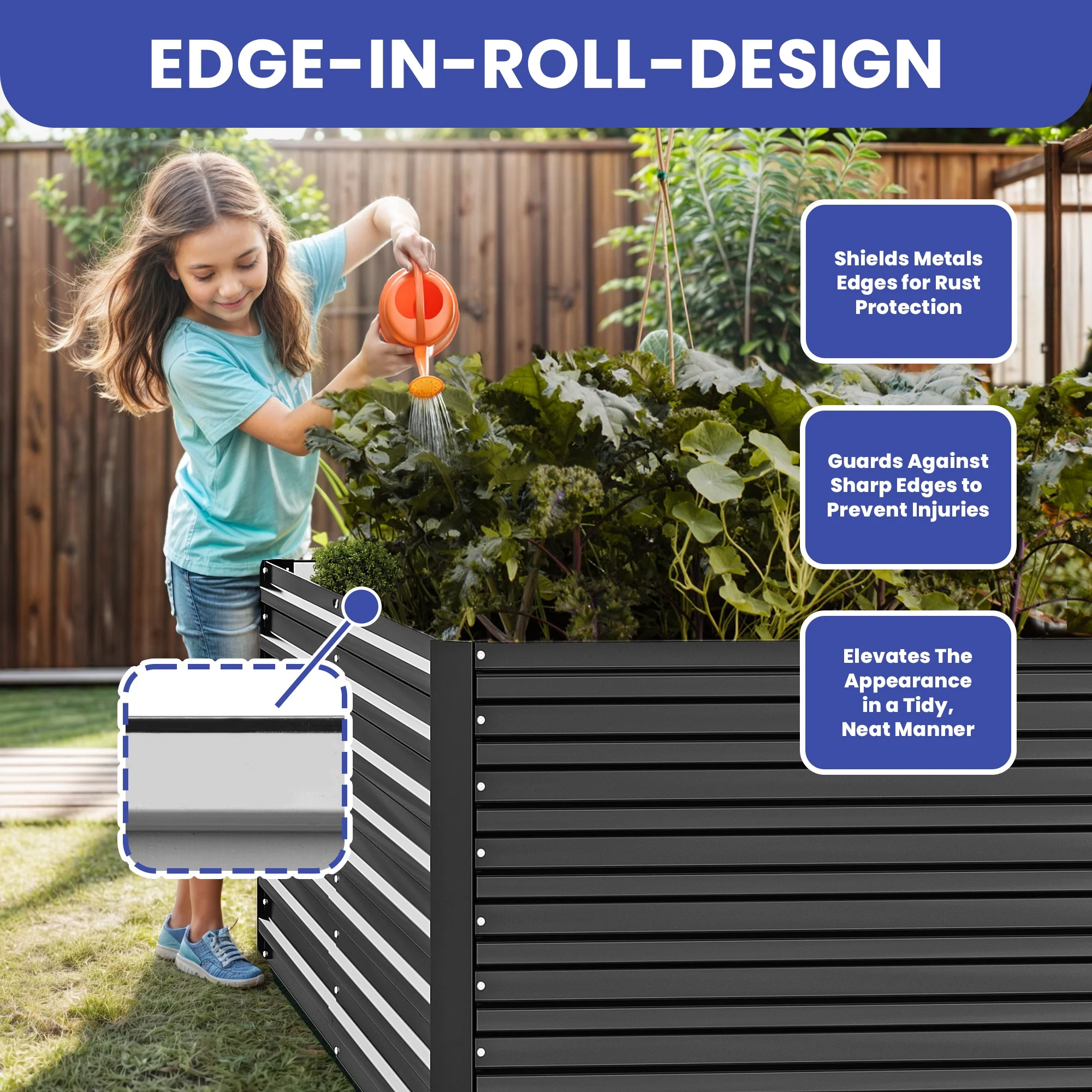 ModFusion 6x3x2 Ft, Metal Galvanized Planter Box Kit, Support Rod, Corner Panel Protection, Raised Garden Composting Bed, Dark Gray - Curated Treasures Market