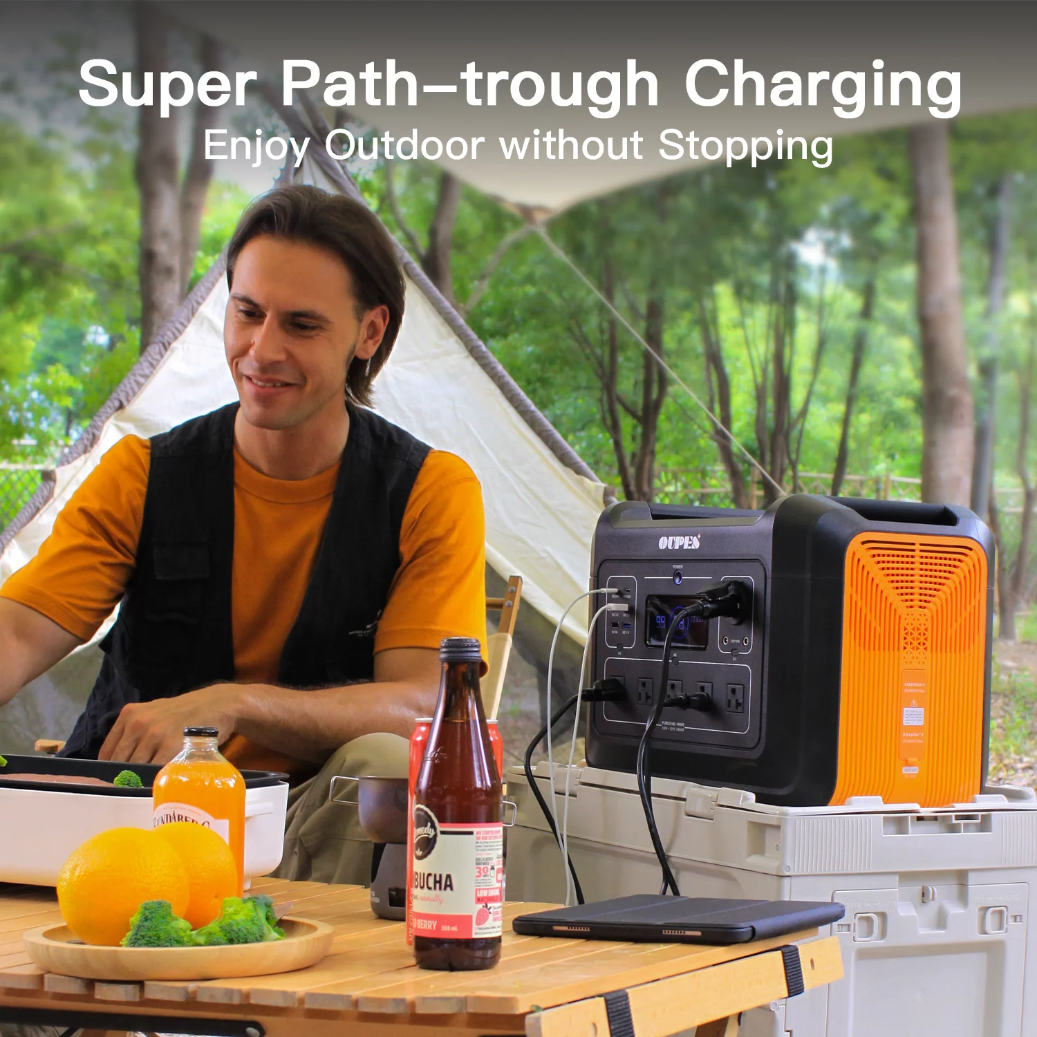 OUPES 2400W Solar Generator with 4*240W Panels Included, 2232Wh Portable Power Station with 5x 2400W AC Outlets for Outdoors Camping RV High-Power Appliances Emergency