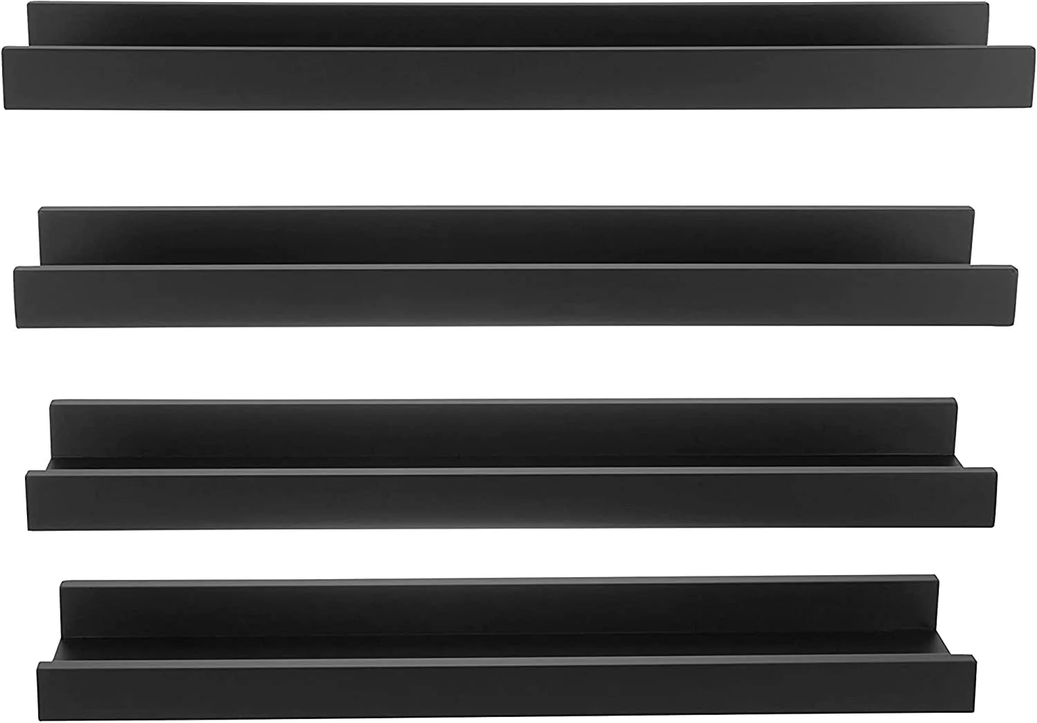LIHONG Edge Wood Floating Shelves - 23", Black, 4Pack - Wall-Mounted Shelves for Home, Room, Office
