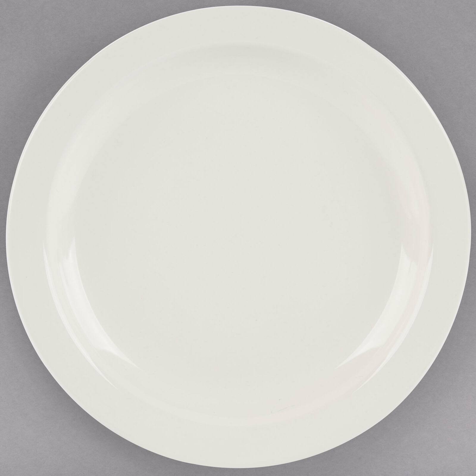 Choice 8 1/4x22 Ivory (American White) Narrow Rim Stoneware Plate - 36/Case