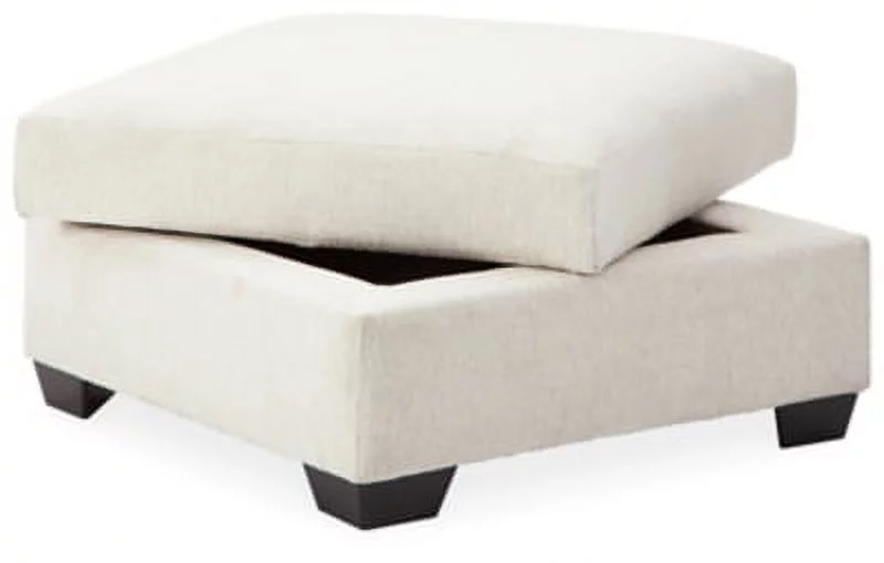 Signature Design by Ashley Contemporary Cambri Ottoman With Storage Chenille Snow